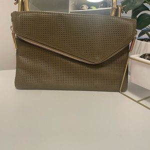 Henri Bendel olive green clutch.